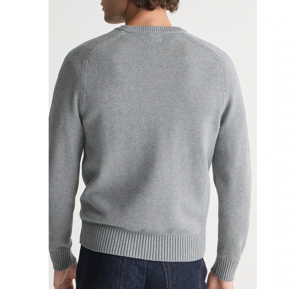 J. Crew Mens Textured Waffle Knit Crewneck Sweater Heather Grey Size M NWOT $98
